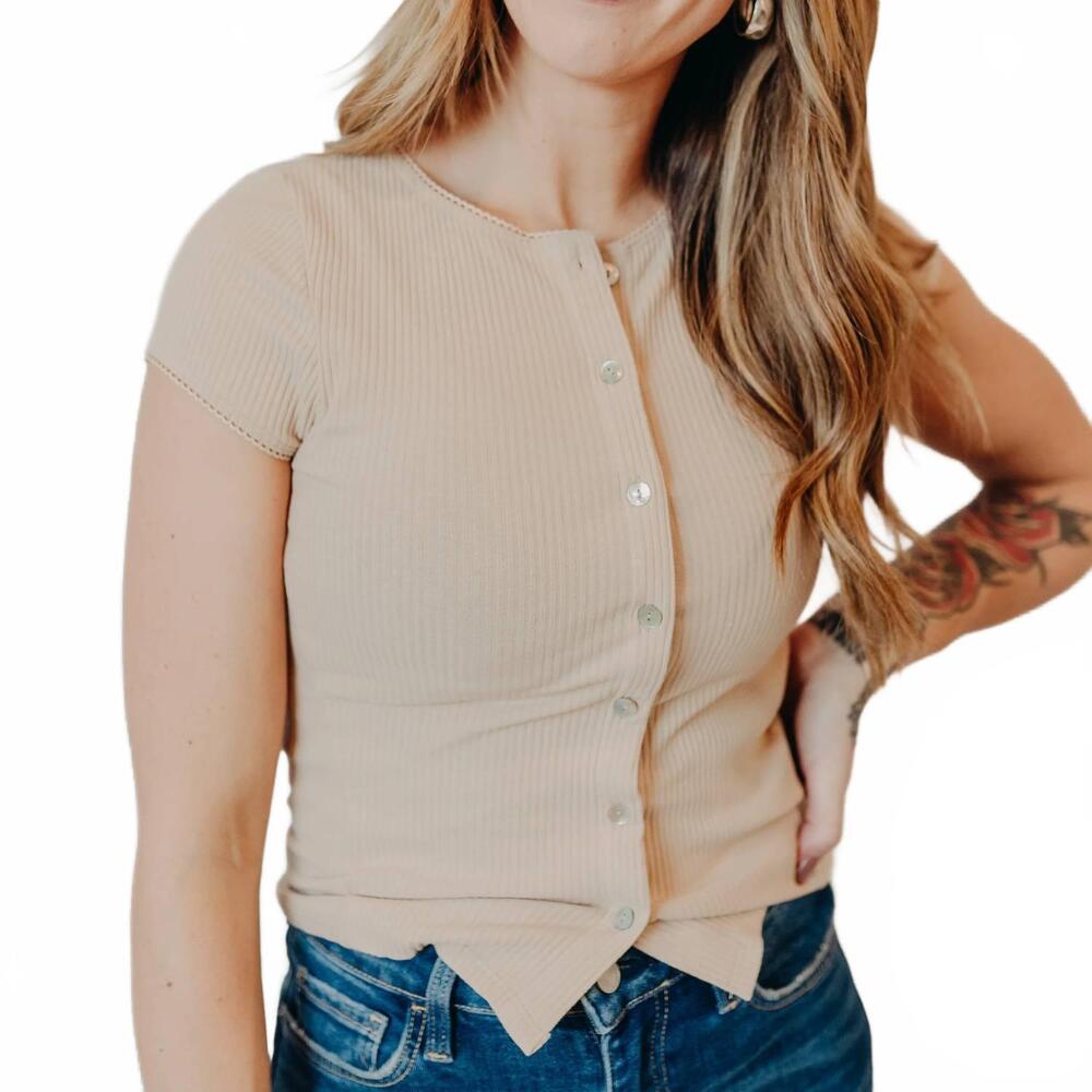 NEW BY TOGETHER colbie knit shirt in beige